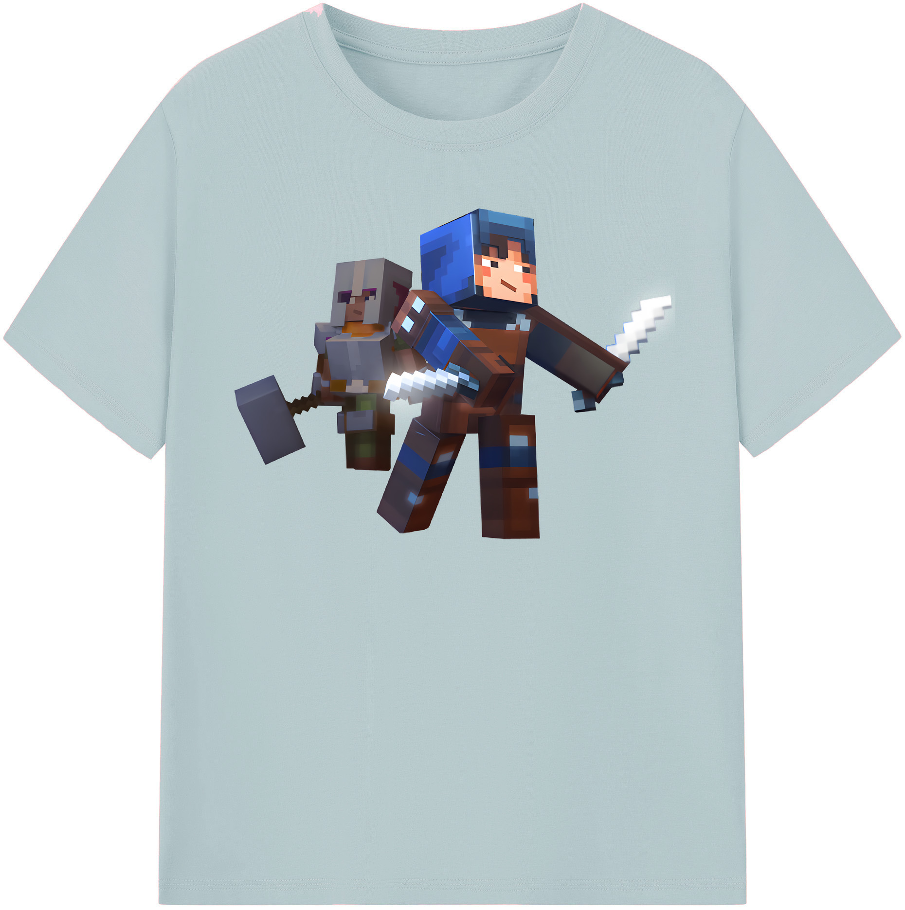 （画像用） マインクラフト ブロックの世界 Minecraft MC Block world 綿100％半袖Tシャツ（フロントプリント）